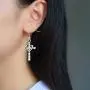 SENFAI Fashion Heart with Crystal Cross Personality Drop Earrings Charm Women Girls SENFAI Fashion Heart with Crystal Cross Personality Drop Earrings Charm Women Girls