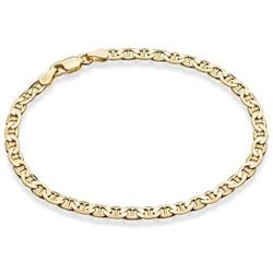 Miabella 18K Gold Over Sterling Silver Italian 3mm, 4mm Solid Diamond-Cut Mariner Link Chain Bracelet for Men Women, 6.5, 7, 7.5, 8 Inch Made in Italy
