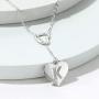 A - Z Heart Initial Necklace, 14K White Gold Plated Letter Necklace Y-Necklace Silver for Women Girls, Adjustable Heart Initial Cubic Zirconia Alphabet Necklace with Gift Box Card