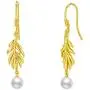 Zoeniya Pearl Drop Earrings with 6mm Freshwater Pearl Long Leaf Dangle Earrings Jewelry Gifts for Women Girls Birthday Anniversary Mothers Day