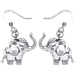 WEVENI Alloy Silver Gold Plated Cute Tiny Elephant Earrings Dangle Drop Antique Jewelry For Women Girls Dainty Gift