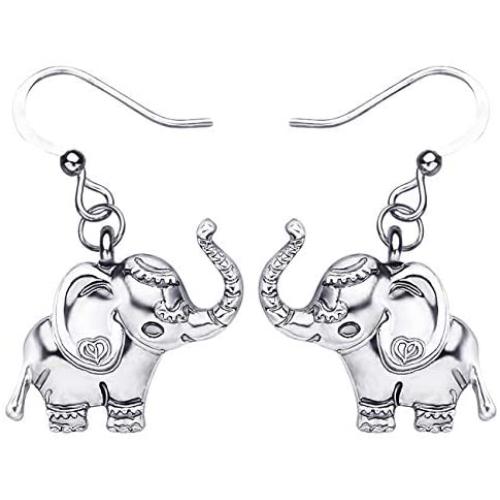 WEVENI Alloy Silver Gold Plated Cute Tiny Elephant Earrings Dangle Drop Antique Jewelry For Women Girls Dainty Gift