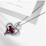 Heart Pendant Necklace - New Heart and Flame Design with Crystals from Swarovski - Womens and Girls Jewelry - Fuchsia Colored Crystal Heart Shaped Pendant Necklace