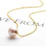 18K Gold White Pearl Pendant Necklace 9.5-10mm Freshwater Cultured Single Pearl Necklace Gifts for Women Wife Mom Girls Valentines Day - White Gold/Yellow Gold