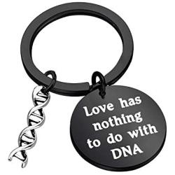 Zuo Bao Step Parent Jewelry for Step Children Love Has Nothing to Do with DNA Daughter/Mother in Law Keychain Birthday Keyring Gift for Stepmom,Stepdad,Stepson,Stepdaughter