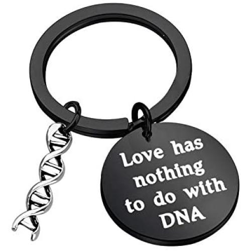 Zuo Bao Step Parent Jewelry for Step Children Love Has Nothing to Do with DNA Daughter/Mother in Law Keychain Birthday Keyring Gift for Stepmom,Stepdad,Stepson,Stepdaughter