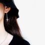 HZJCC Asymmetric Cross drop earring for women men White gold plated chain long earring geometry jewelry