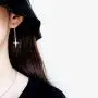HZJCC Asymmetric Cross drop earring for women men White gold plated chain long earring geometry jewelry HZJCC Asymmetric Cross drop earring for women men White gold plated chain long earring geometry jewelry