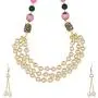 Efulgenz Indian Bollywood Multi Layered Faux Pearl Beads Bridal Strand Necklace Earrings Wedding Jewelry Set (Color Options)