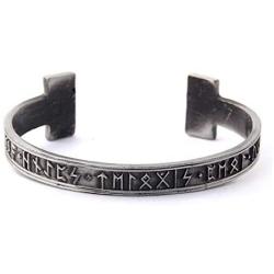HAQUIL Viking Jewelry Metal Alloy Runes Cuff Bracelet for Men and Women