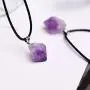 Natural Amethyse Crystal Pendant Necklace for Women Men Raw Amethyst Crystal Cluster Chakra Stones Energy Healing Crystals Necklace Reiki Chakra Meditation Therapy