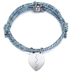 Jovivi 2 Pcs Heart Bracelets for Couples Matching Magnetic His and Hers Jewelry Set Gift for Lover Boyfriend Girlfriend Best Friends Friendship Jewelry