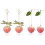 ZRosse 2 Pairs 3D Pink Peach Drop Earrings Cute Fruit Gold Dangle Earrings Charm Jewelry Gift Earrings for Women Girls
