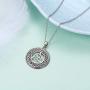 925 Sterling Silver Jewelry Oxidized Good Luck Irish Knot Celtic Medallion Round Pendant Necklace, 20 inch