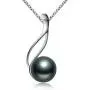 VIKI LYNN Tahitian Cultured Black Pearl Pendant Necklace 9-10mm Round Sterling Silver for Women