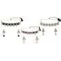 Efulgenz Indian Bollywood Traditional 14 K Gold Plated Crystal Kundan Pearl Beaded Wedding Temple Tassel Choker Necklace Earrings Jewelry Set