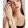 FUNRUN JEWELRY 3PCS Cuff Bangle Bracelet for Women Wide Grooved Wire Metal Circle Bracelet Adjustable