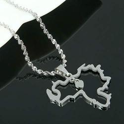 Stainless Steel Venezuela Map Pendant Necklace Venezuelan Jewelry (Silver)