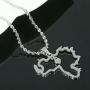 Stainless Steel Venezuela Map Pendant Necklace Venezuelan Jewelry (Silver)