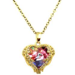 DYD Heart Necklace, Gold Plated Cubic Zirconia Dainty Necklace for Women and Girl Birthday for Mom/Wife/Sister/Best Friend with Dainty Jewelry Box