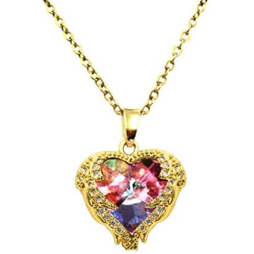 DYD Heart Necklace, Gold Plated Cubic Zirconia Dainty Necklace for Women and Girl Birthday for Mom/Wife/Sister/Best Friend with Dainty Jewelry Box