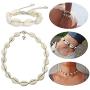 KARIDUN Bohemian Hawaiian Beach Seashell Choker Necklaces and Bracelets for Women Adjustable Conch Anklet Turtle Bracelet Turquoise Necklace and Bracelet Set