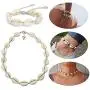 KARIDUN Bohemian Hawaiian Beach Seashell Choker Necklaces and Bracelets for Women Adjustable Conch Anklet Turtle Bracelet Turquoise Necklace and Bracelet Set