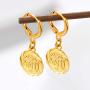 Gold Huggie Hoop Earrings with Dangle Charm|Platinum or 18K Gold Plated Allah Earrings,Small Heart/Coin Style Drop Earrings for Women Girls