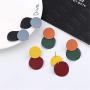 coadipress Round Curved Dangle Earrings Set for Women and Girls Gold Fashion Matte Paint Discs Drop Statement Jewelry