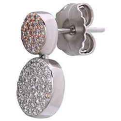 Izaara 925 Sterling Silver White Round CZ Disc Shape Dangle Earrings for Women and Girls