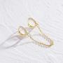 CHESKY 14K Gold Plated Zirconia Handcuff Hoop Earrings Double Piercing Earrings Dangle Chain Huggie Hoop Earrings for Men Women 1PC