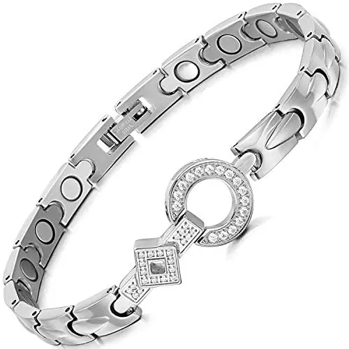 RainSo Womens Titanium Steel Health Magnetic Therapy Bracelets Pain Relief for Arthritis Adjustable RainSo Womens Titanium Steel Health Magnetic Therapy Bracelets Pain Relief for Arthritis Adjustable