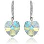 Sterling Silver Heart Dangle Earrings Created with Swarovski Crystals
