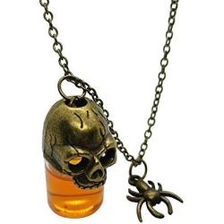 ApinJe Detachable Steampunk Skull Pendant Glass Bottle Necklace Skeleton Spider Hallowenn Decoration Costume Jewelry