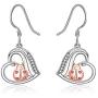 Heart Miraculous Ladybug Dangle Drop Earrings 925 Sterling sliver Pierced Hook Dainty Animal Jewelry Trendy Meraculas Hypoallergenic Earring for Sensitive Ears Gifts for Her