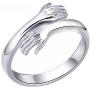 LEOBELLA 925 Sterling Silver Couple Hug Ring for Women Girls Men Silver Hugging Hands Open Ring Jewelry Hug Hands Lover Rings Wedding Bands