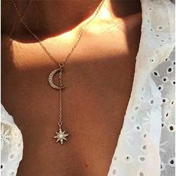 Jakawin Moon Pendant Necklace Jewelry Chain with Crystals for Women and Men NK015