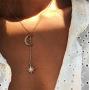 Jakawin Moon Pendant Necklace Jewelry Chain with Crystals for Women and Men NK015