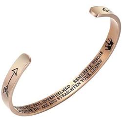 Phoenix Angela Open Cuff Bracelet Gift,Stainless Steel Engraved Inspirational Bracelets,Sister Daughter Granddaughter You Are and Straighten Your Crown,Cuff Bangle Jewelry Gifts for Sisters Girls Women Kids.