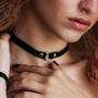 Zoestar Black Leather Choker Necklaces Circle Adjustable Collar Necklace Jewelry for Women (Black)