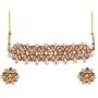 Efulgenz Crystal Kundan Pearl Rhinestone Indian Boho Floral Choker Neckalce Earrings Wedding Bridal Jewelry Set (Yellow)