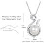 FANCIME Pearl Necklace 9-10mm Genuine Freshwater Pearl in Sterling Silver Birthstone Necklace for Women Heart Necklace June Birthstone Fine Jewelry for Women