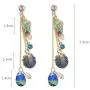 DAMLENG Sparkly Bohemia Long Tassel Blue Ocean Shell Dangle Earrings Shine Rhinestone Scallop Beach Earrings for Women Girls Charm Statement Colorful Crystal Jewelry