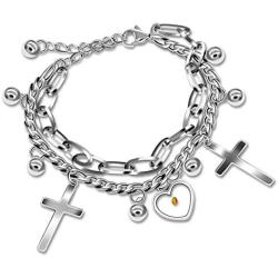 NA Mother Mary Miraculous Medal Link Chain Bracelet Mustard Seed Cross Christian Jewelry Stainless Steel Y705