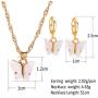 FUTIMELY Butterfly Hoop Earring Pendant Necklace,Acrylic Animal Butterfly Necklace Huggie Drop Earrings Set,Simple Charm Colour Suit for Women Teens Girls