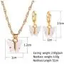 FUTIMELY Butterfly Hoop Earring Pendant Necklace,Acrylic Animal Butterfly Necklace Huggie Drop Earrings Set,Simple Charm Colour Suit for Women Teens Girls