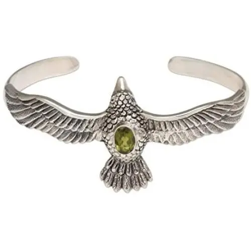 NOVICA Peridot .925 Sterling Silver Eagle Cuff Bracelet Spirit Hawk NOVICA Peridot .925 Sterling Silver Eagle Cuff Bracelet Spirit Hawk