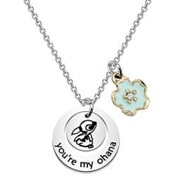 FUSTMW Ohana Necklace You’re My Ohana Pendant Hibiscus Flower Necklace Gifts for Family Best Friends