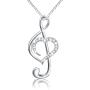 Musical Note Necklace Pendant 925 Sterling Silver Treble Clef Music Jewelry for Women Girlfriend Daughter