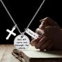 WSNANG Christian Gift Women Cross Religious Jewelry God With Carry You Through The Storm Isaiah 43:2 Necklace Baptism Gift for Women Girl